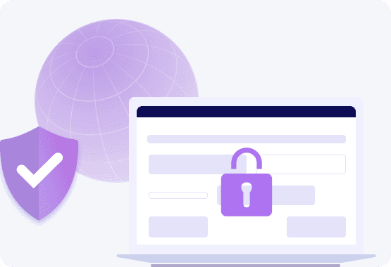secure website interface protected by shield